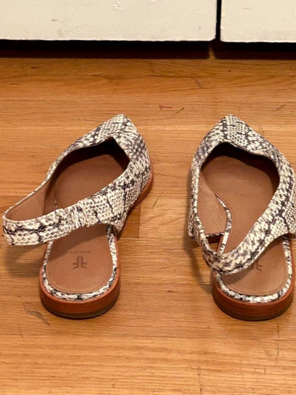 FRYE Kenzie pointed toe slingback flats, snake print leather, 7 - Picture 4 of 8